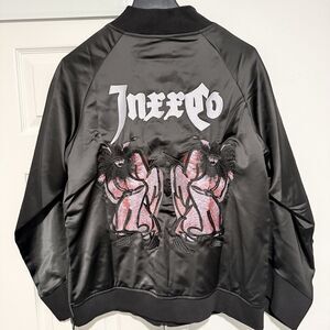 Master x INXX Collection Black Satin Japanese Sukajan Jacket, Embroidered S NWT